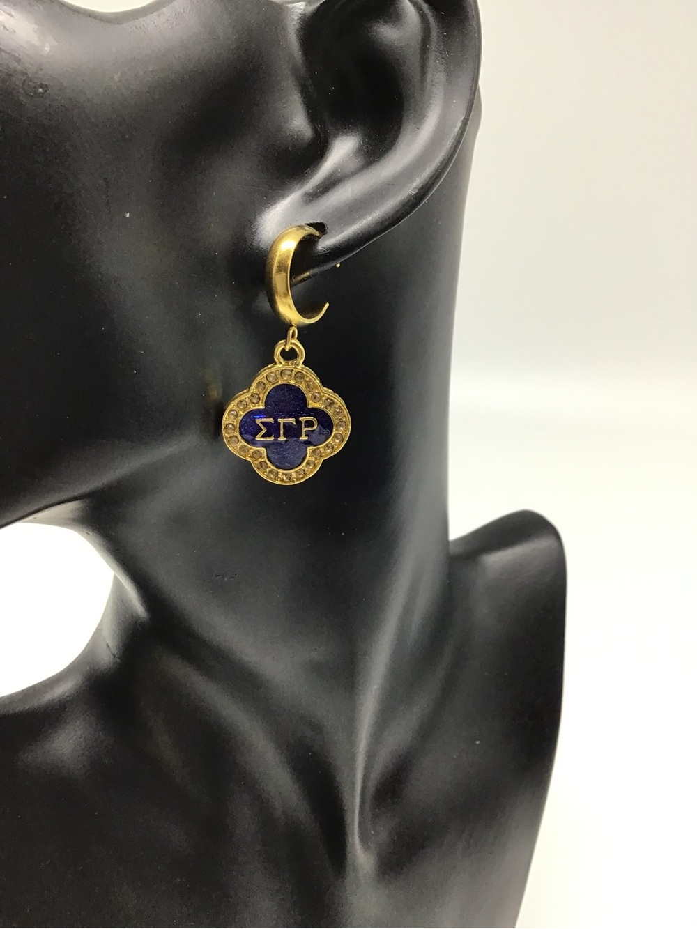 Sigma Gamma Rho Greek Drop Earrings in Blue and Gold